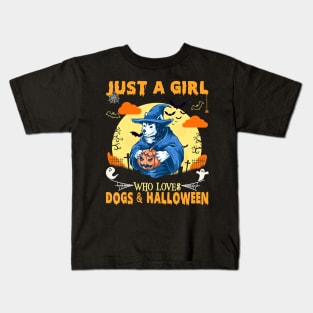 Just a Girl Who Loves Dogs & Halloween Husky Dog Lovers Kids T-Shirt